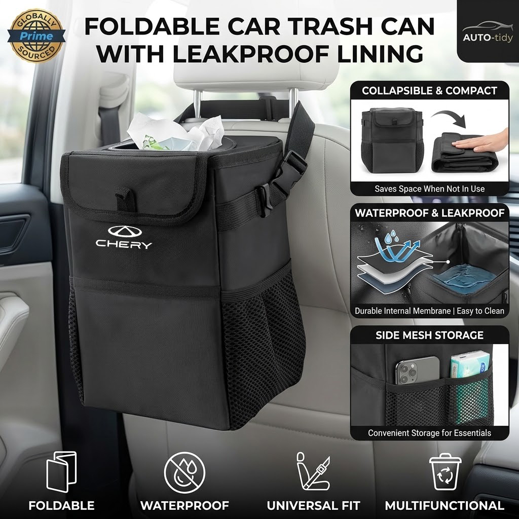 Waterproof Car Trash Can With Lid - Opvouwbare, draagbare, lekvrije en waterdichte afvalbak