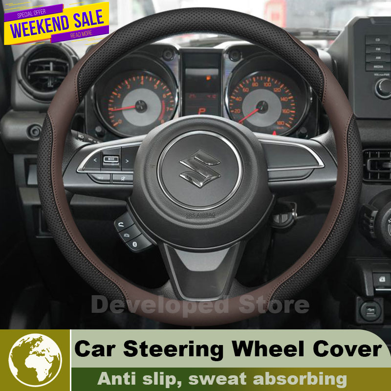 Car Steering Wheel Cover Anti Slip Breathable - Lederen Auto Stuurhoes Voor Suzuki Jimny