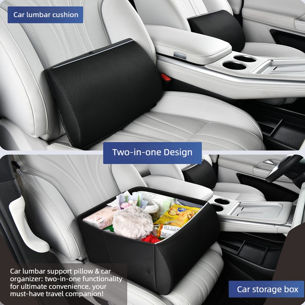 Car Trunk Organizer Foldable Storage Box - 2-in-1 Multifunctionele Autostoel Rugleuning Kussen Opbergbox,