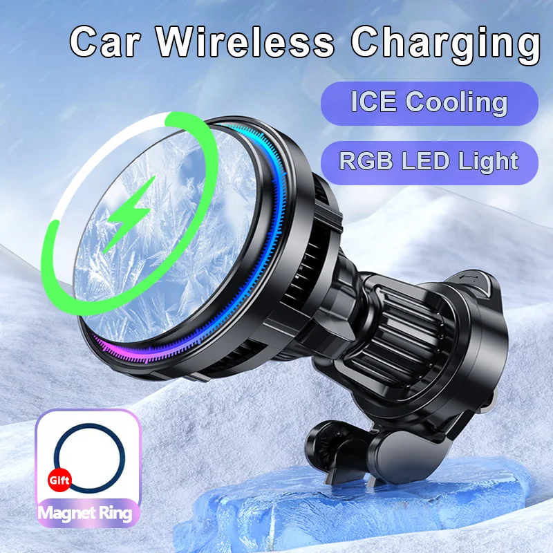 Wireless Car Charger Mount Fast Charging - Ijskoeling Magnetische Draadloze Autolader Stand voor
