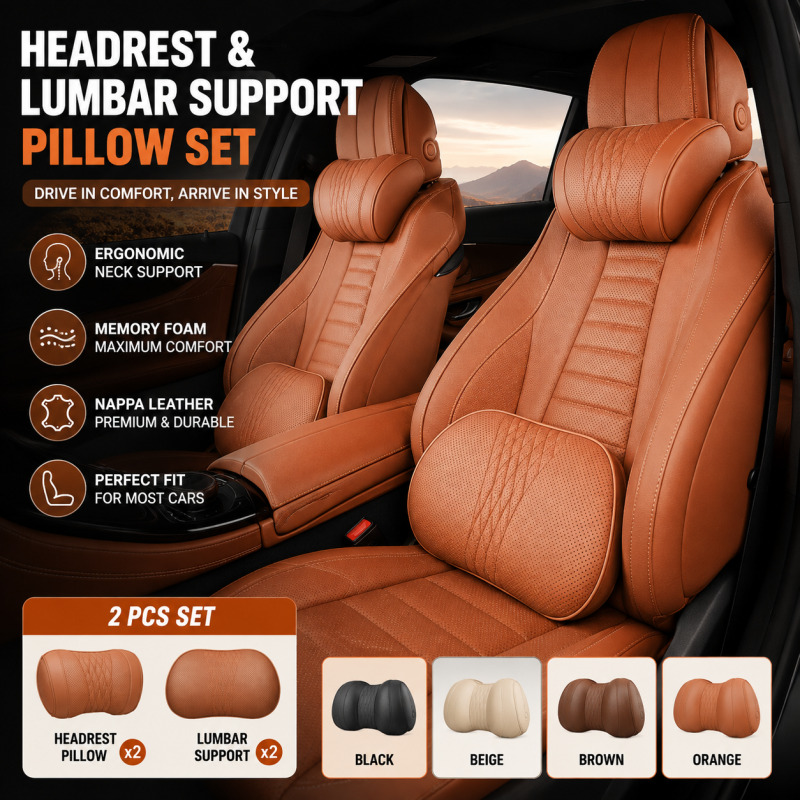 Memory Foam Car Neck Pillow Lumbar Support - Auto hoofdsteun nekkussen memory foam lumbaire