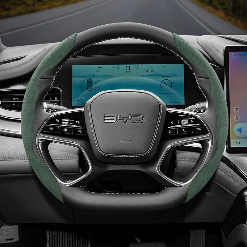 Car Steering Wheel Cover Anti Slip Breathable - Geschikt voor Byd Antislipgesp Gesegmenteerde suède