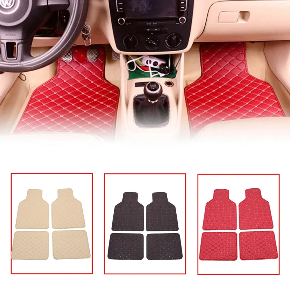 Car Floor Mats Universal Waterproof Leather - Autovloermatten 4-delige set, universeel PU-leer, waterdicht,