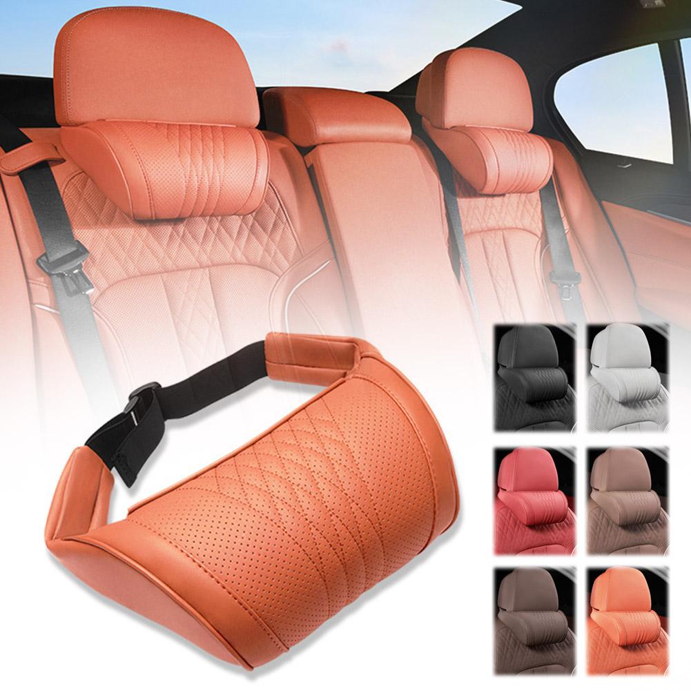 Memory Foam Car Neck Pillow Lumbar Support - Luxe lederen hoofdsteun voor in de