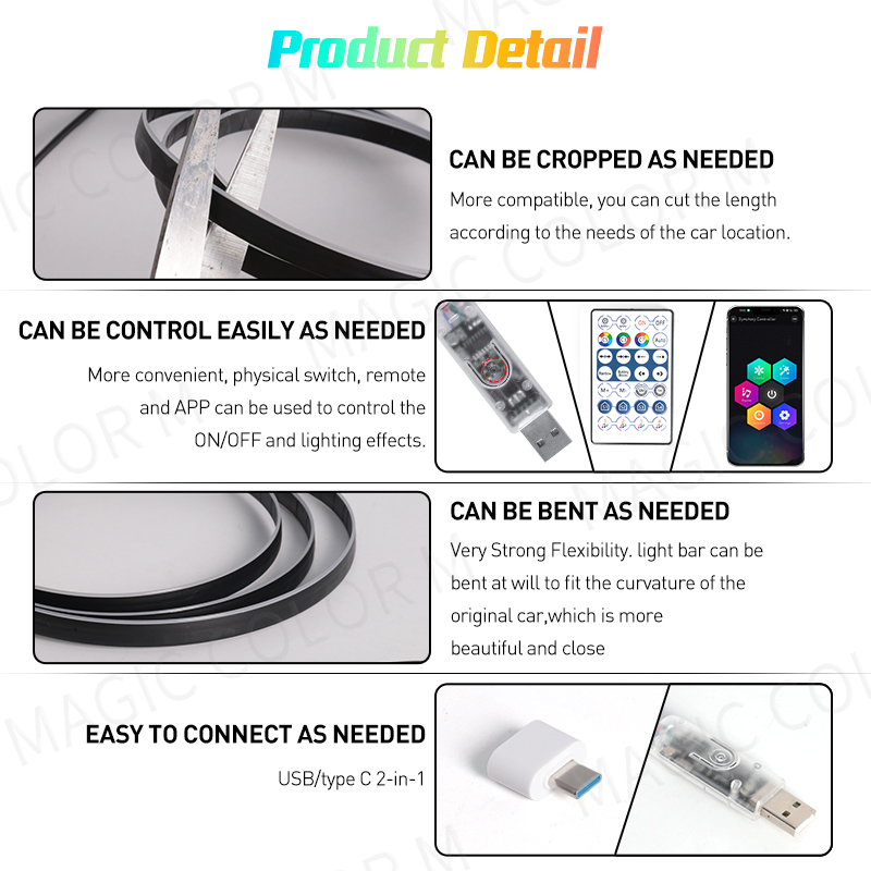 Vegetting 140 cm Auto Omgeving - Led Ambient Interior Car Lights App Control recensie en prijs