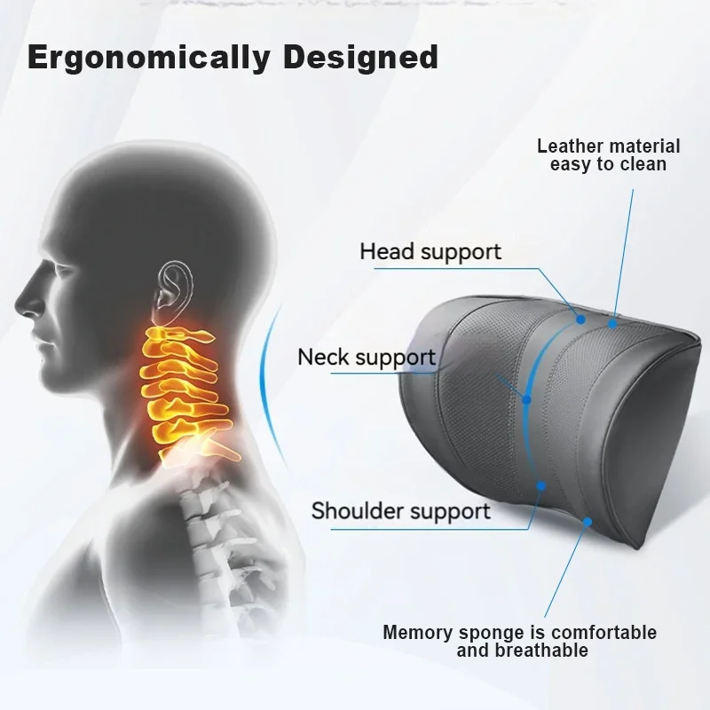 Lederen Autostoel Hoofdsteun K - Memory Foam Car Neck Pillow Lumbar Support recensie en prijs