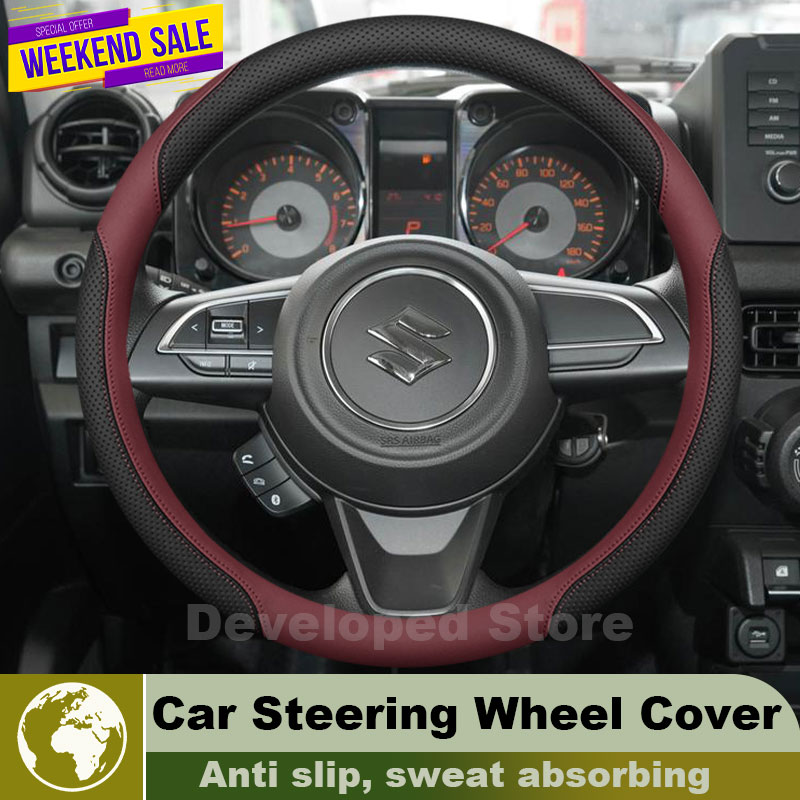 Lederen Auto Stuurhoes Voor Su - Car Steering Wheel Cover Anti Slip Breathable recensie en prijs