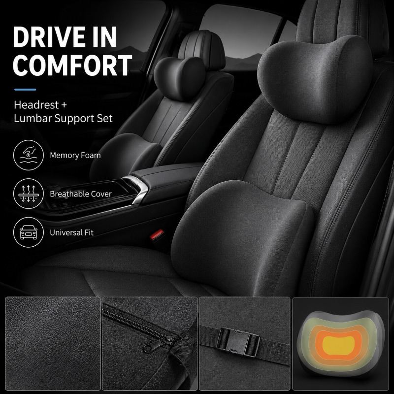 Auto hoofdsteun nekkussen en l - Memory Foam Car Neck Pillow Lumbar Support recensie en prijs
