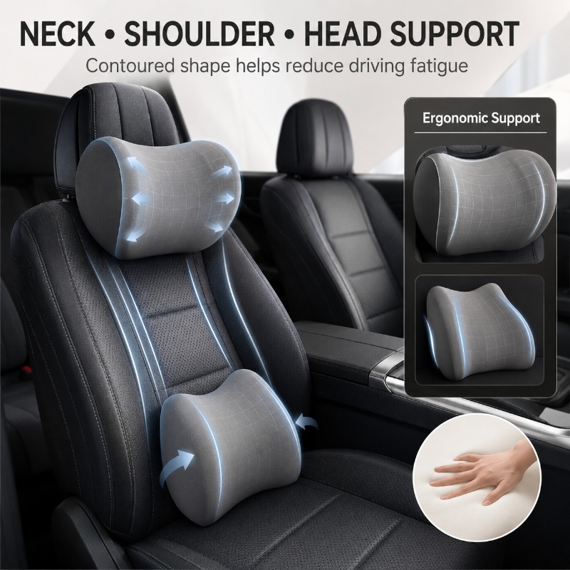 Auto hoofdsteun nekkussen en l - Memory Foam Car Neck Pillow Lumbar Support recensie en prijs
