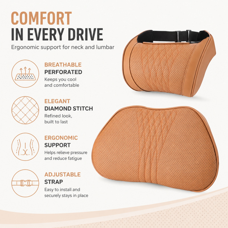 Auto hoofdsteun nekkussen memo - Memory Foam Car Neck Pillow Lumbar Support recensie en prijs