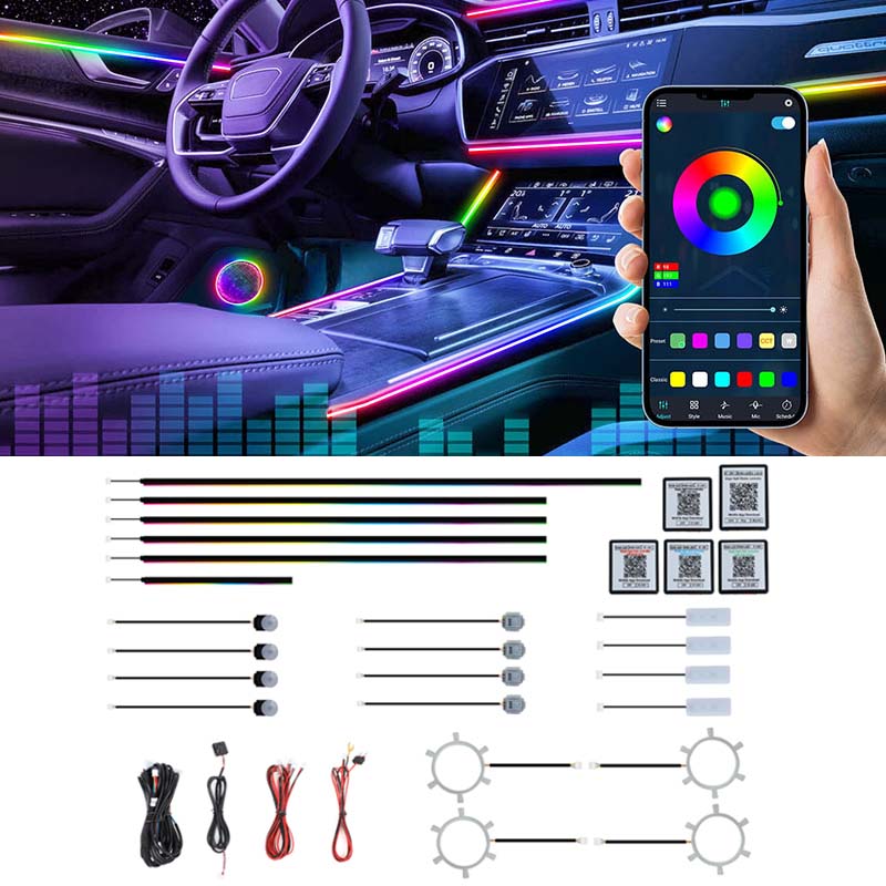 22-in-1 Dream Color RGB Dynami - Led Ambient Interior Car Lights App Control recensie en prijs