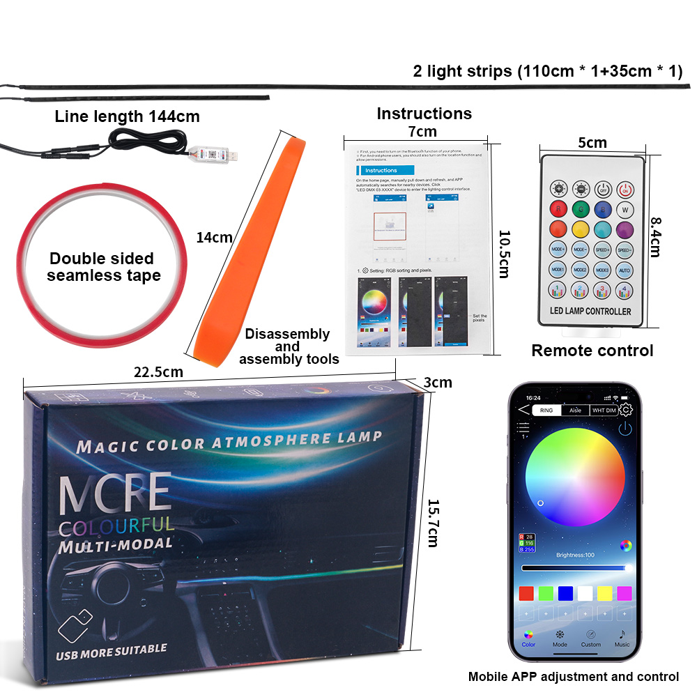 64 Kleuren Usb Auto Led Omgevi - Led Ambient Interior Car Lights App Control recensie en prijs