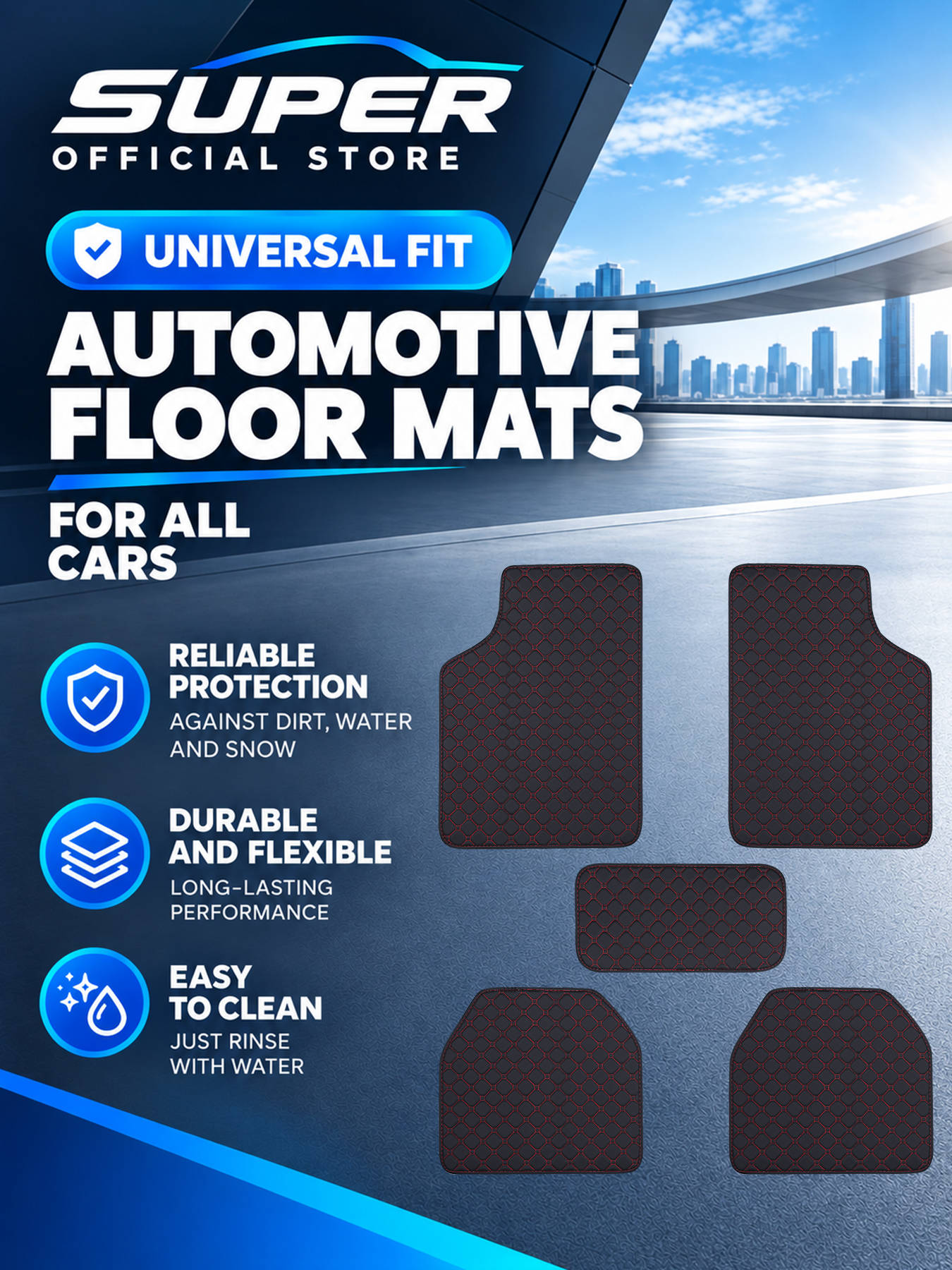 Autovloermatten, complete set, - Car Floor Mats Universal Waterproof Leather recensie en prijs